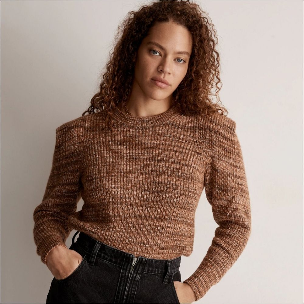 Madewell Brown Space-Dyed Prentess Wool Alpaca Blend Sweater - Size Small